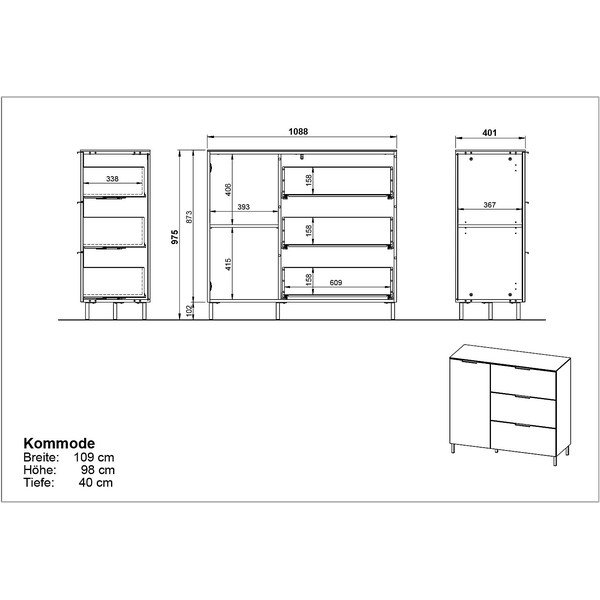 Comodă joasă gri-bej cu aspect de nuc 109x98 cm California - Germania-image-3