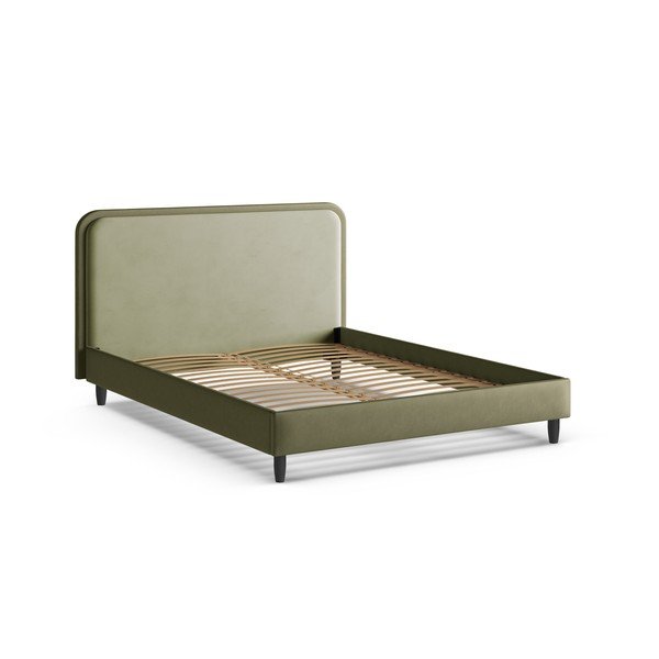 Pat matrimonial verde tapițat cu somieră 200x200 cm Aveline – Micadoni -image-2