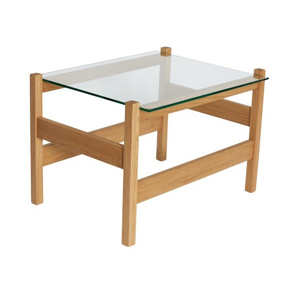 Măsuță de cafea în culoare naturală cu blat din sticlă 52x66 cm Ledge – Hübsch
