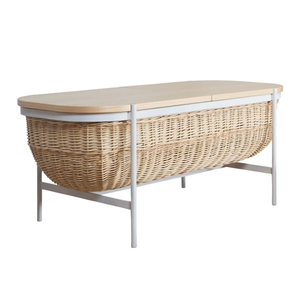 Bancă cu spațiu pentru depozitare OK Design Willow, alb - crem-image-2