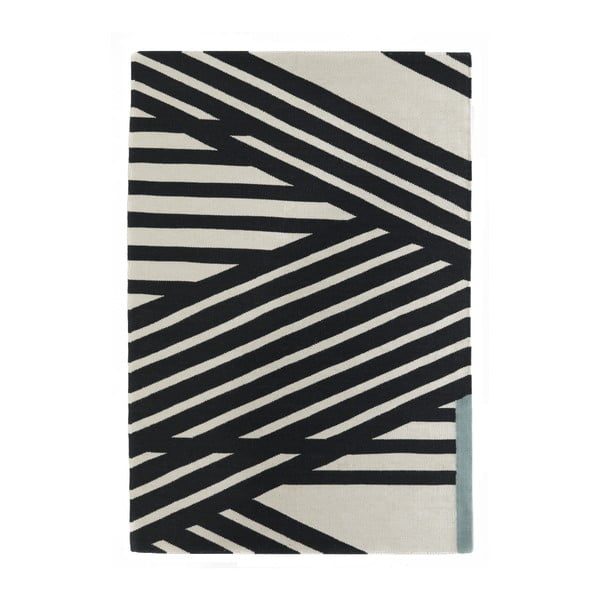 Covor țesut manual Art For Stripes, 110 x 160 cm, negru - alb