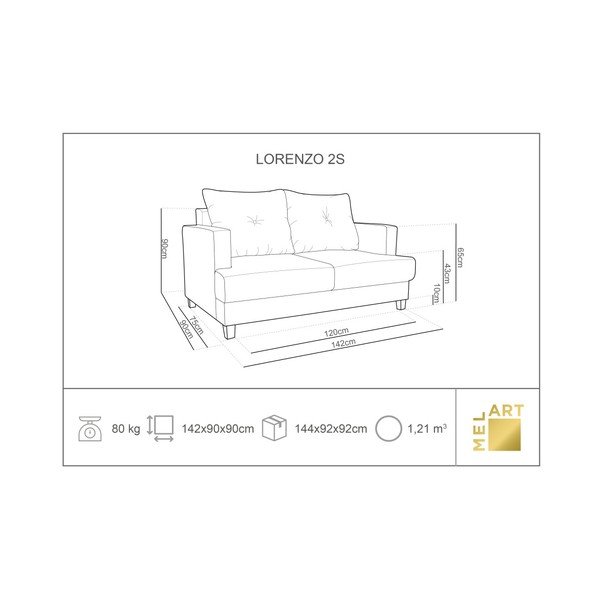 Canapea cu 2 locuri Melart Lorenzo, maro-image-3