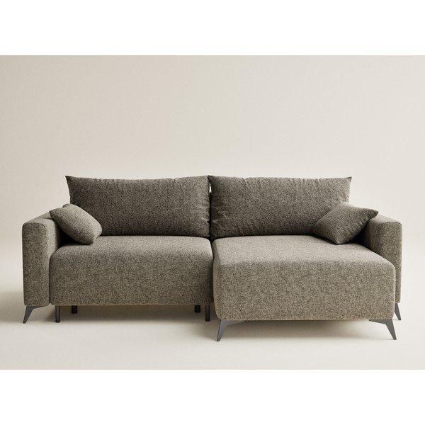 Colțar maro extensibil/cu spațiu de depozitare cu tapițerie din chenille (cu colț pe partea dreaptă/cu șezlong) Leon – Maison de Rêve-image-2