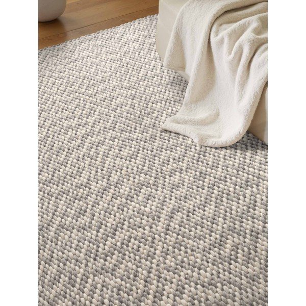 Covor gri deschis/crem țesut manual din lână 140x200 cm Lyon Beans – Elle Decoration-image-3