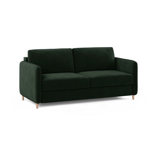 Canapea verde-închis pentru dormitul zilnic cu tapițerie din catifea 184 cm – Micadoni -image-2