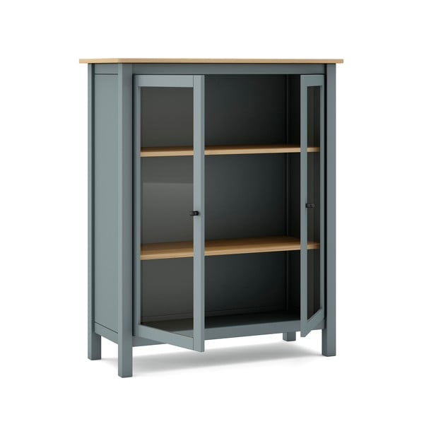 Vitrină verde prăfuit din lemn de pin 90x110x40 cm Misti – Marckeric-image-3