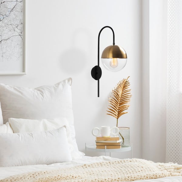 Aplică de perete neagră/aurie ø 20 cm Bastos – Opviq lights-image-1