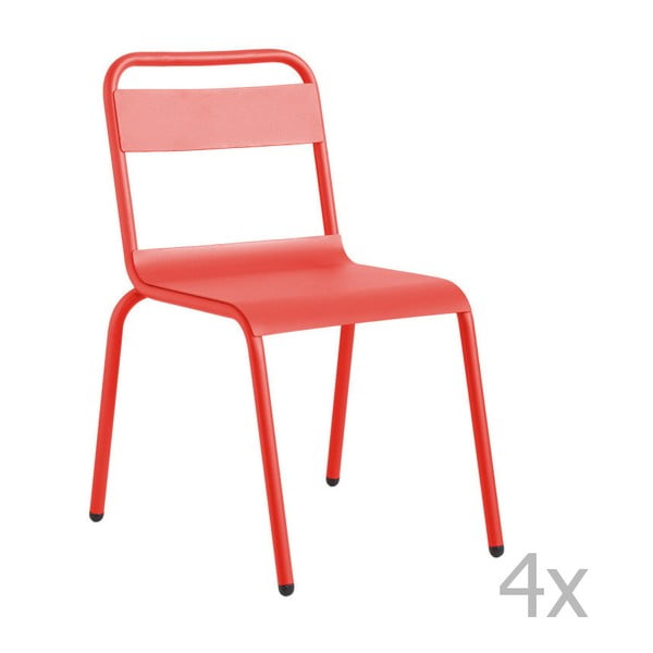 Set 4 scaune de grădină Isimar Biarritz, roșu