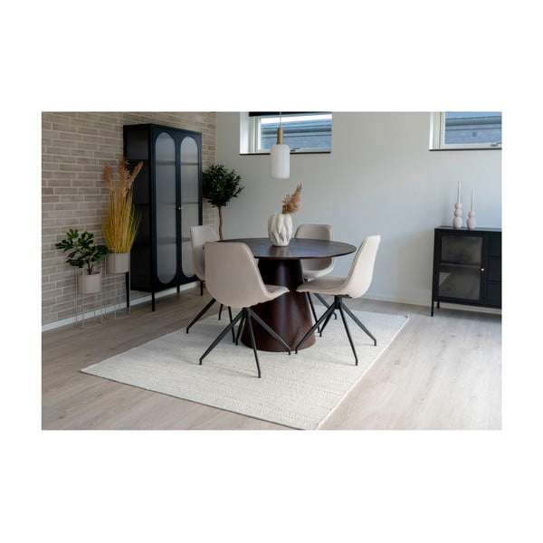 Masă de dining rotundă cu blat cu aspect de lemn de nuc ø 120 cm Bolton – House Nordic-image-3