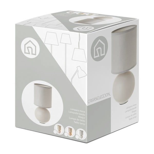 Veioză bej din ceramică cu abajur textil (înălțime 24,5 cm) – Casa Selección-image-4