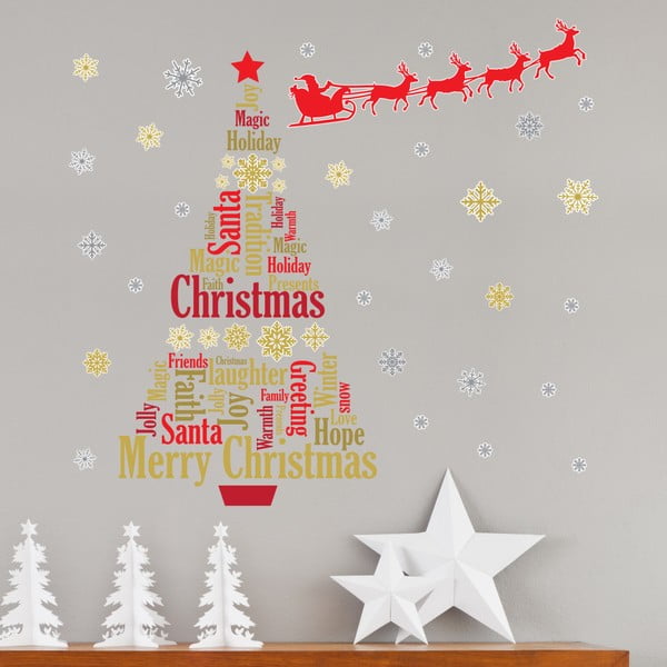 Autocolant Walplus English Quotes Santas Sleigh Christmas Tree