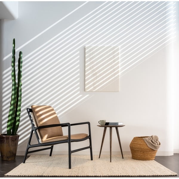 Fotoliu negru-bej cu tapițerie din piele Dedo – Gazzda-image-1