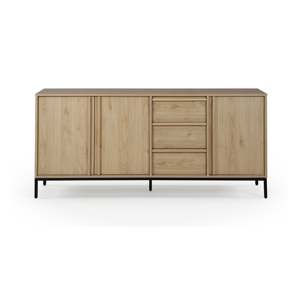 Comodă în culoare naturală cu aspect de lemn de stejar 180x80x40 cm Luc – Marckeric