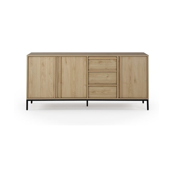 Comodă în culoare naturală cu aspect de lemn de stejar 180x80x40 cm Luc – Marckeric