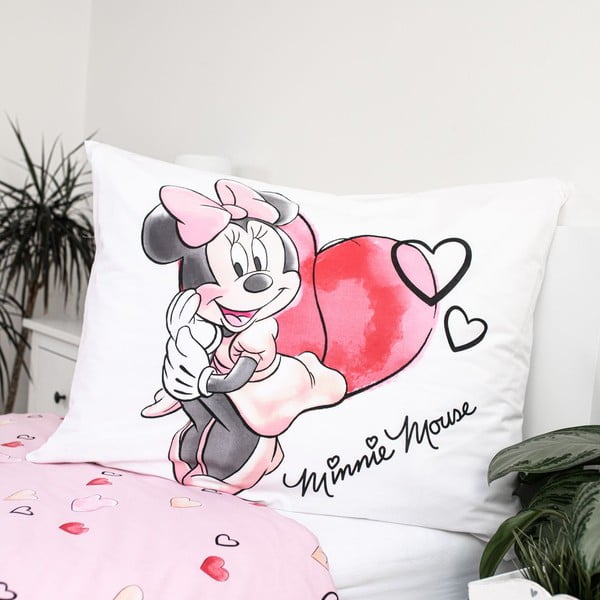 Lenjerie de pat pentru copii albă-roz din bumbac pentru pat de o persoană 140x200 cm Minnie "White" – Jerry Fabrics-image-3