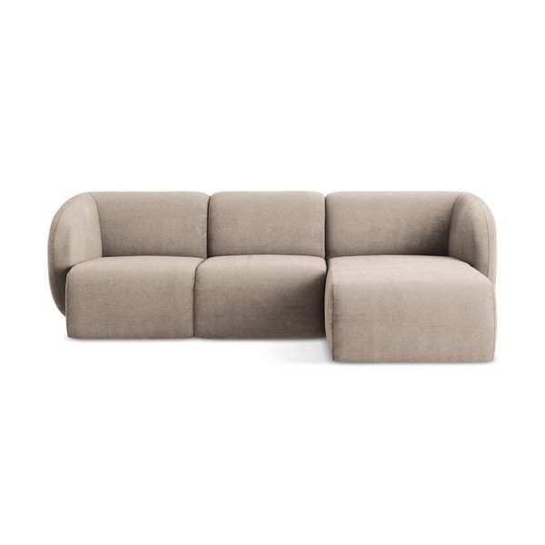 Colțar maro deschis cu tapițerie din chenille (cu colț pe partea dreaptă/cu șezlong) Lani – Makamii