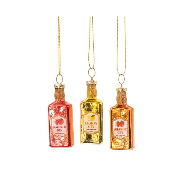 Ornamente de Crăciun lucrate manual 3 buc. din sticlă ø 3 cm Gin Bottle – Sass & Belle