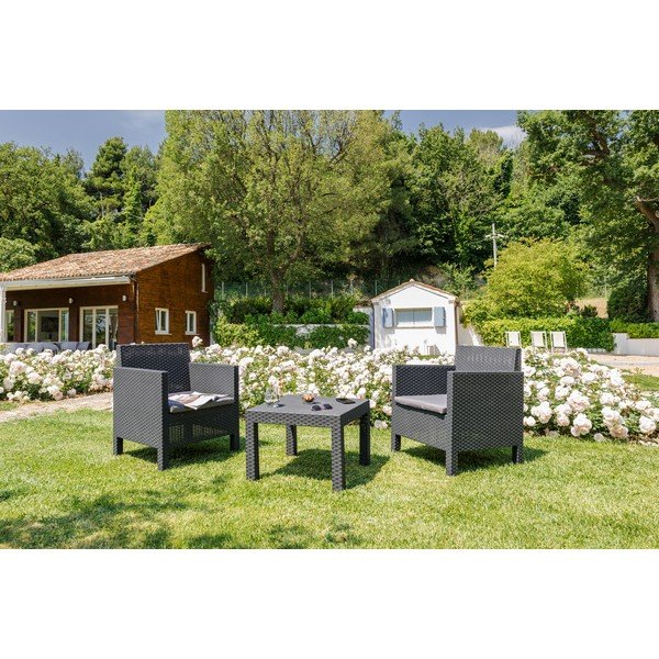 Set mobilier de grădină gri închis din plastic pentru două persoane Penelope – Toomax-image-1