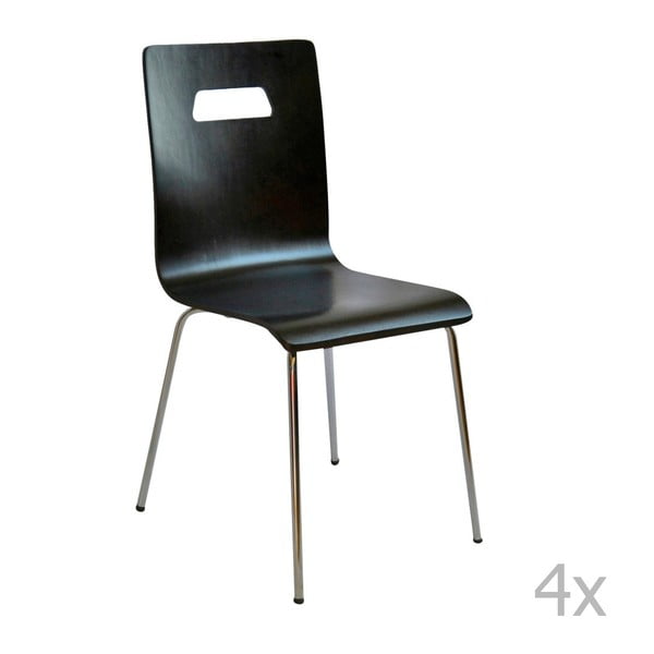 Set 4 scaune din lemn de mesteacăn Evergreen house, negru 