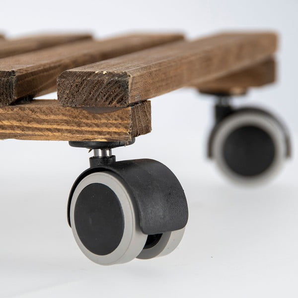 Suport din lemn cu roți pentru ghivece Esschert Design, 29 x 29 cm, maro-image-1