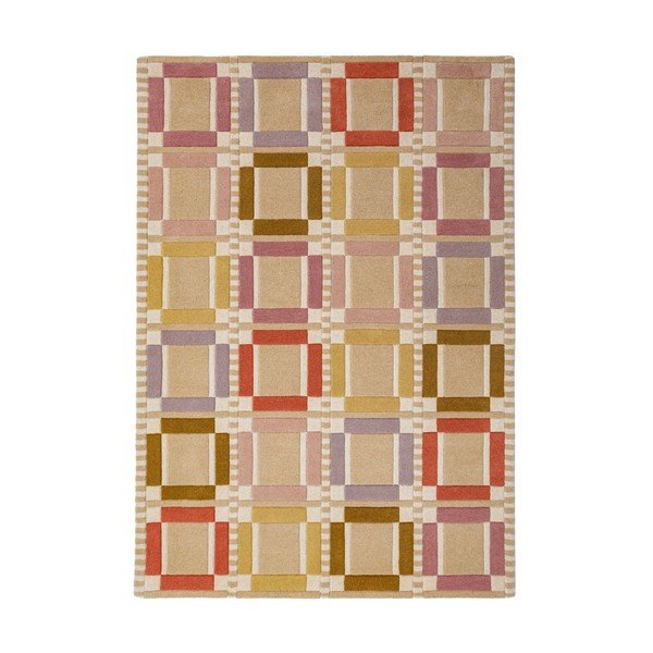 Covor în culoare naturală țesut manual din lână 140x200 cm Quadro Wool – Flair Rugs