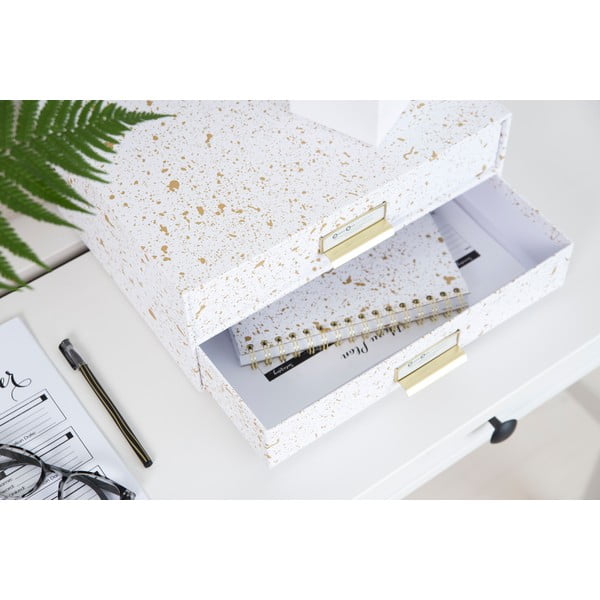 Cutie cu 2 sertare Bigso Box of Sweden Birger, auriu-alb-image-2