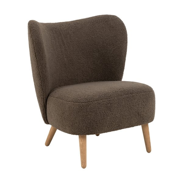 Fotoliu maro cu tapițerie din țesătură bouclé Elmont – Actona