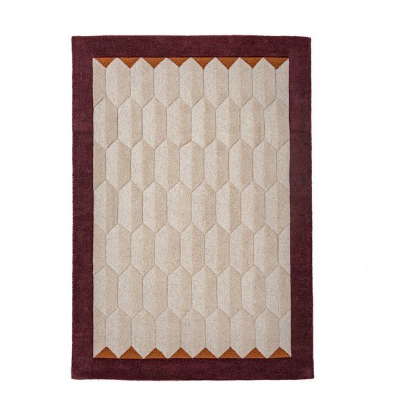 Covor burgundy/în culoare naturală țesut manual din lână 120x170 cm Apex Border Wool – Flair Rugs