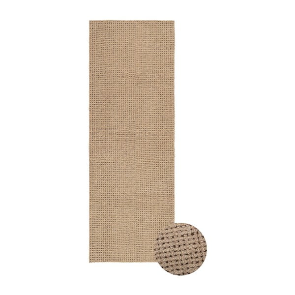 Covor tip traversă în culoare naturală lavabil, țesut manual din lână 80x230 cm Unexpected Wool – Lorena Canals