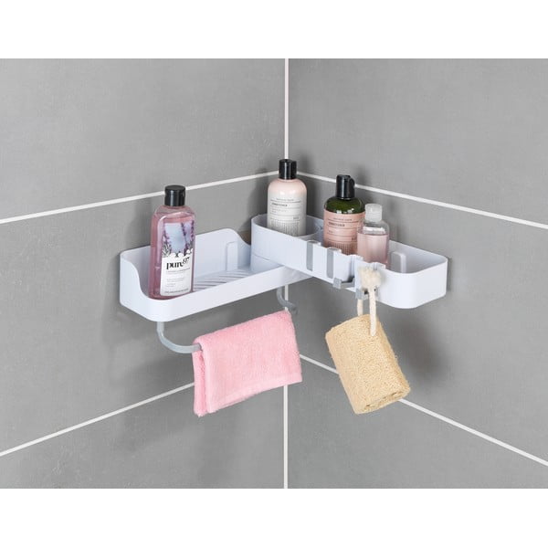 Raft pentru baie alb de colț autoadeziv din plastic - Maximex-image-3