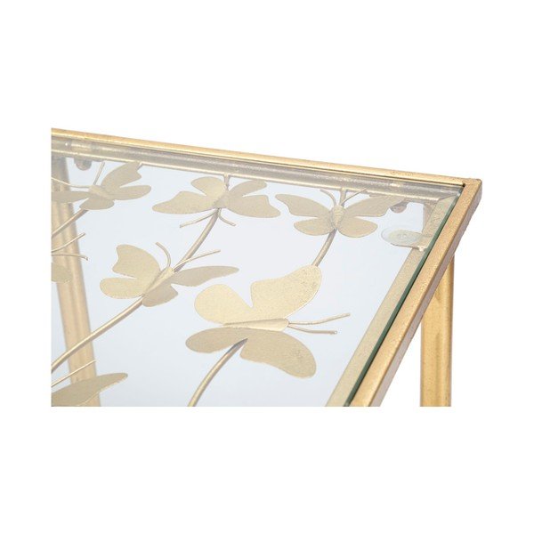 Masă consolă albă-aurie cu blat din sticlă 35x100 cm Butterflies – Mauro Ferretti-image-4