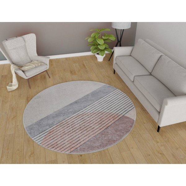 Covor roz deschis-gri deschis lavabil rotund ø 80 cm Yuvarlak – Vitaus-image-1