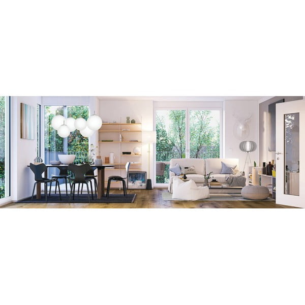 Lustră albă/argintie cu abajur din sticlă ø 25 cm RONDO – EGLO-image-1