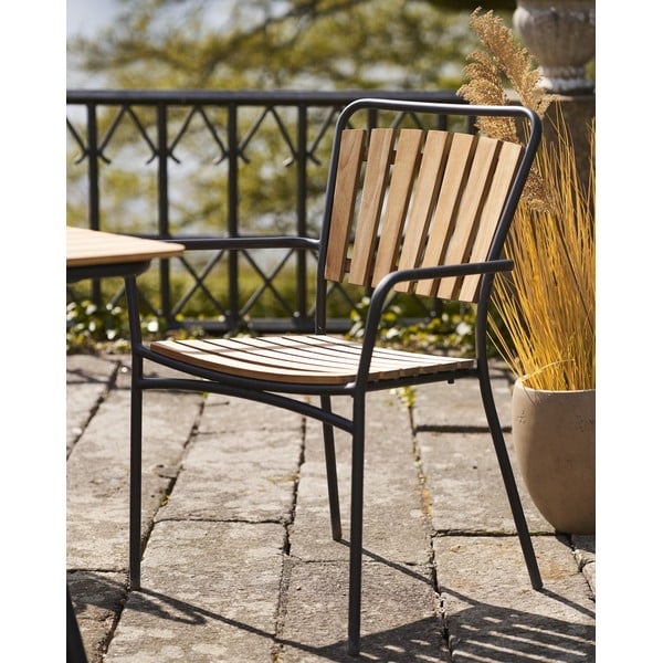 Scaune de grădină în culoare naturală 2 buc. din lemn masiv/din metal Cleveland – House Nordic-image-1