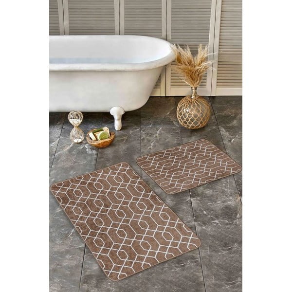 Covorașe de baie maro 2 buc. din catifea 60x100 cm – Mila Home-image-4