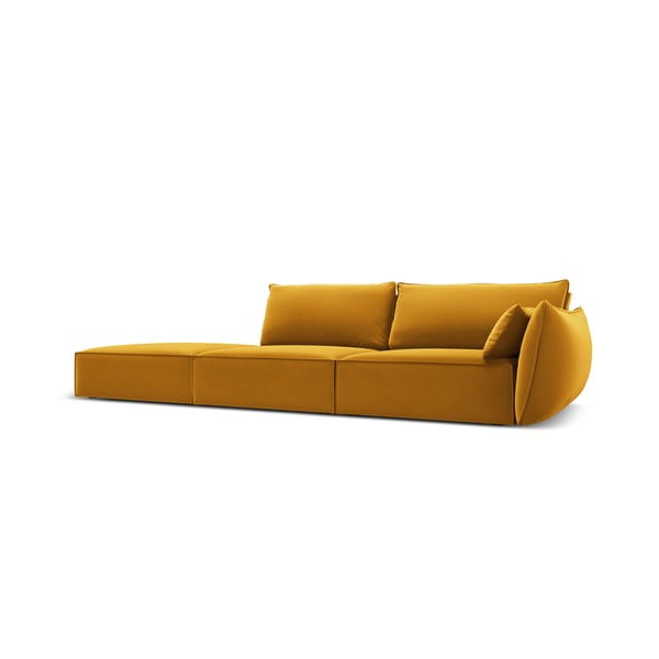 Canapea galben-muștar cu tapițerie din catifea, cu colț pe partea dreaptă 264 cm Vanda – Mazzini Sofas-image-2