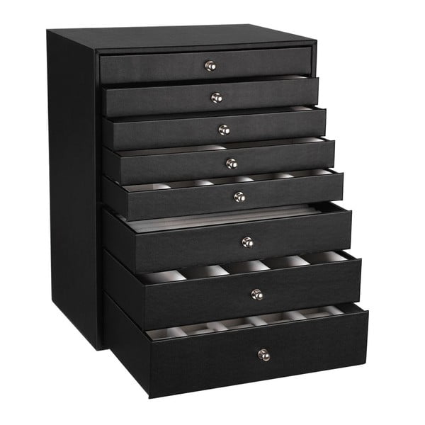 Cutie de bijuterii din lemn cu 8 sertare Songmics, negru