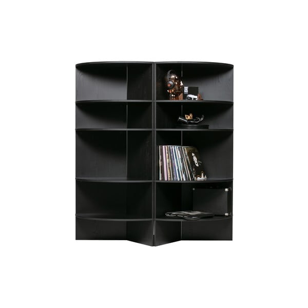 Bibliotecă neagră din lemn de frasin 100x168 cm Trian – WOOOD-image-3