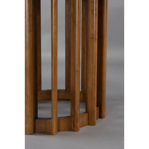 Masă de dining rotundă cu blat cu aspect de lemn de nuc ø 120 cm Barlet – Dutchbone-image-1