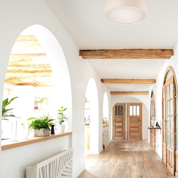 Plafonieră albă cu abajur din sticlă ø 27 cm Eveline – LAMKUR-image-1