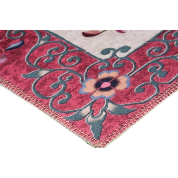 Covor roșu/crem lavabil 150x80 cm - Vitaus-image-2