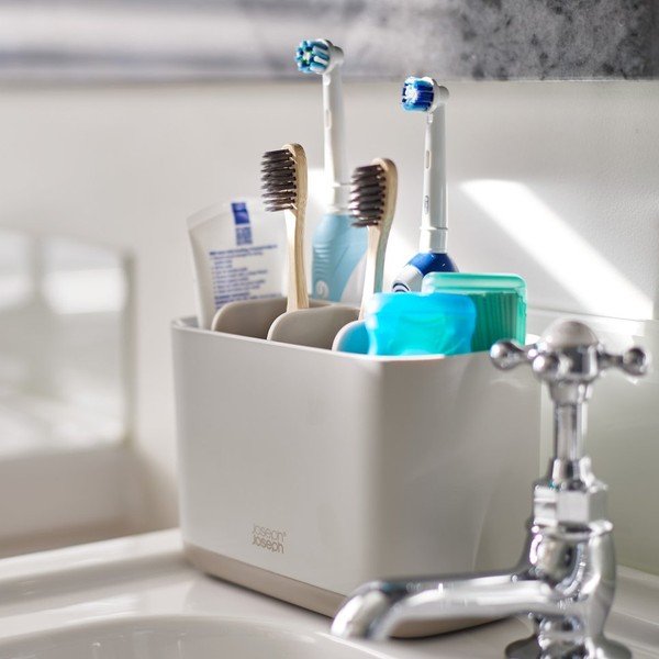 Suport pentru periuța de dinți bej din plastic EasyStore – Joseph Joseph-image-1