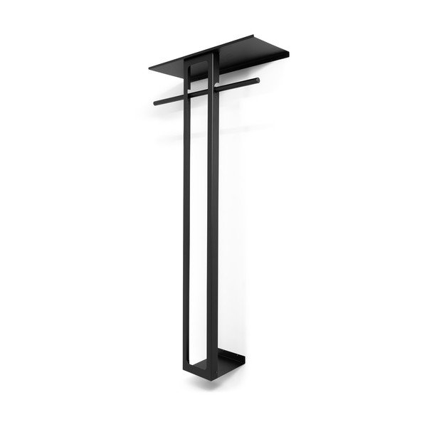 Cuier de perete negru cu raft din oțel 70 cm Luno Large – Spinder Design