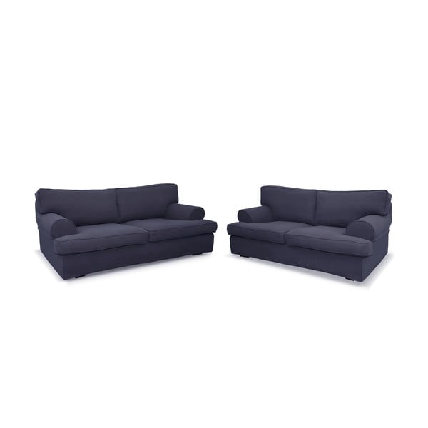 Set 2 canapele cu 3 și 4 locuri Rodier Merino, albastru
