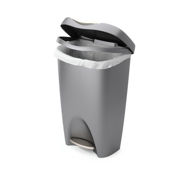 Coș de gunoi gri cu pedală din plastic 50 l Brim – Umbra
