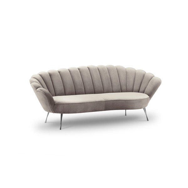 Canapea asimetrică cu tapițerie de catifea Interieur 86 Varenne, 224 cm, bej-image-4