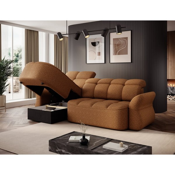 Colțar galben/maro extensibil/cu spațiu de depozitare cu tapițerie din catifea (cu colț pe partea stângă/cu șezlong) Beneth – ELTAP-image-4