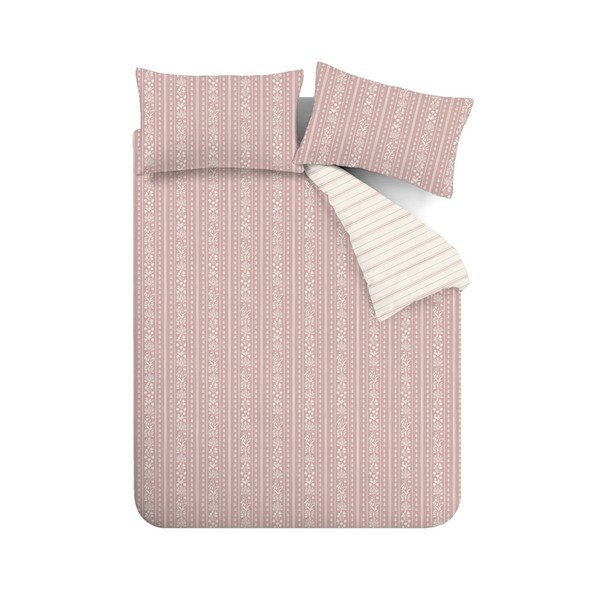 Lenjerie de pat albă-roz pentru pat dublu/extinsă 230x220 cm Regency Stripe – Catherine Lansfield