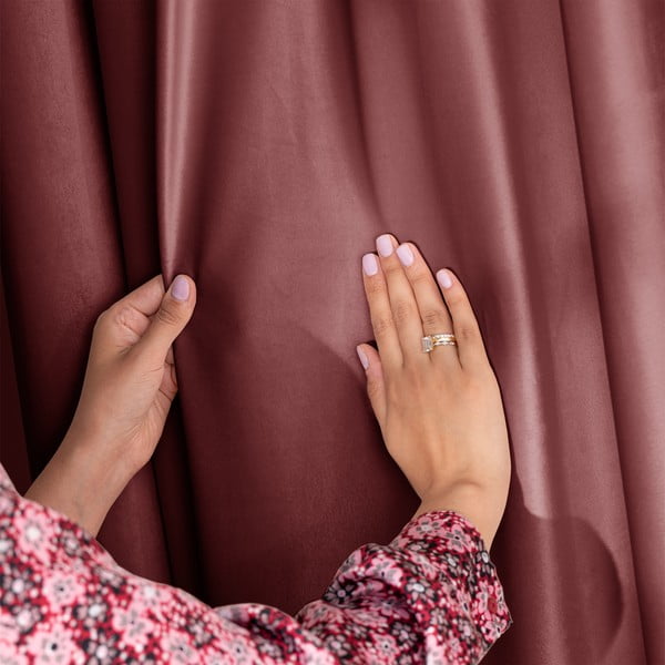 Draperie roz dimout (semi-opacă) din catifea 140x245 cm Eyelets – Restilo-image-3