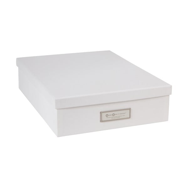 Cutie de depozitare cu etichetă pentru documente Bigso Box of Sweden Oskar, format A4, alb